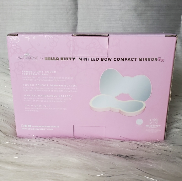 IMPRESSIONS FOR HELLO KITTY mini LED pink compact bow mirror - Picture 8 of 8